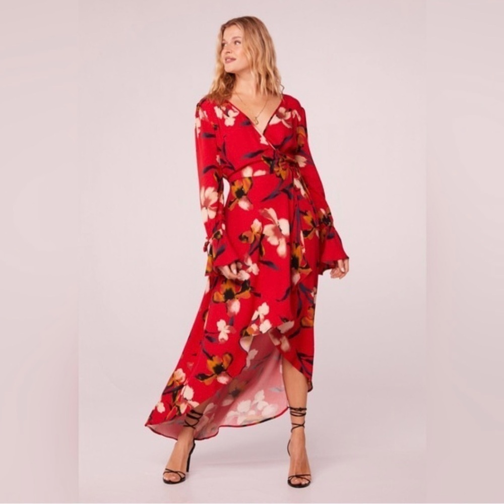 Band of the free NWT Polly floral wrap maxi long sleeve dress
